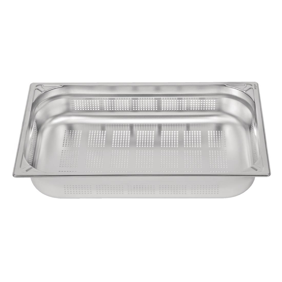 Vogue Strapazierfähiger, gelochter GN-Behälter 1/1 Edelstahl 100mm 2 Vogue Strapazierfähiger, gelochter GN-Behälter 1/1 Edelstahl 100mm