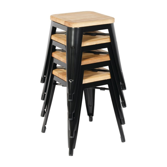 Bolero Bistro Hocker mit Holzsitzpolster Schwarz (4er Pack) (4 Stück) 3 Bolero Bistro Hocker mit Holzsitzpolster Schwarz (4er Pack) (4 Stück)