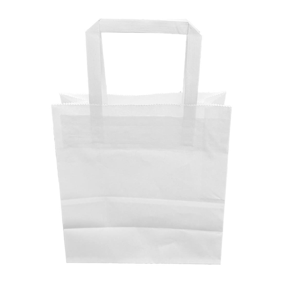 Fiesta Recycelbare Flacher Griff Weiße Papiertüten Klein (250 Stück) 1 Fiesta Recycelbare Flacher Griff Weiße Papiertüten Klein (250 Stück)