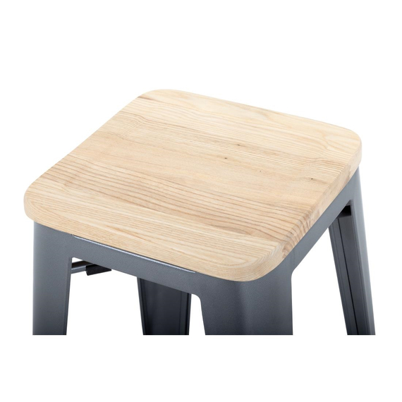 Bolero Bistro Barhocker aus Stahl mit Holzsitz - grau (4 Stück) 4 Bolero Bistro Barhocker aus Stahl mit Holzsitz - grau (4 Stück)