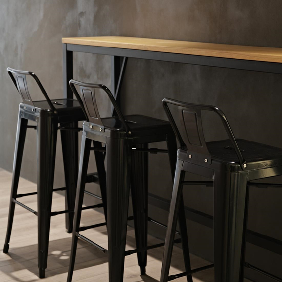 Bolero Bistro Barstuhl aus Stahl mit Rückenlehne schwarz (4 Stück) 5 Bolero Bistro Barstuhl aus Stahl mit Rückenlehne schwarz (4 Stück)