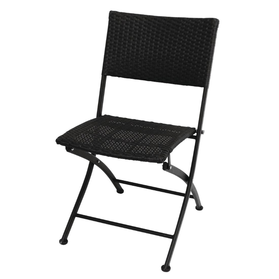 Bolero klappbare Rattanstühle mit Stahlrahmen schwarz (2 Stück) 2 Bolero klappbare Rattanstühle mit Stahlrahmen schwarz (2 Stück)