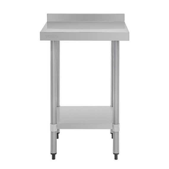 Vogue Edelstahl Arbeitstisch mit Aufkantung und Regalboden 60 x 60cm 1 Vogue Edelstahl Arbeitstisch mit Aufkantung und Regalboden 60 x 60cm