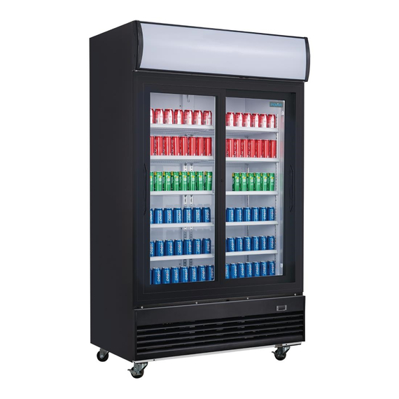 Polar G-Serie Kühlvitrinenmit mit Schiebetüren und Leuchtkasten 950Ltr Schwarz 3 Polar G-Serie Kühlvitrinenmit mit Schiebetüren und Leuchtkasten 950Ltr Schwarz