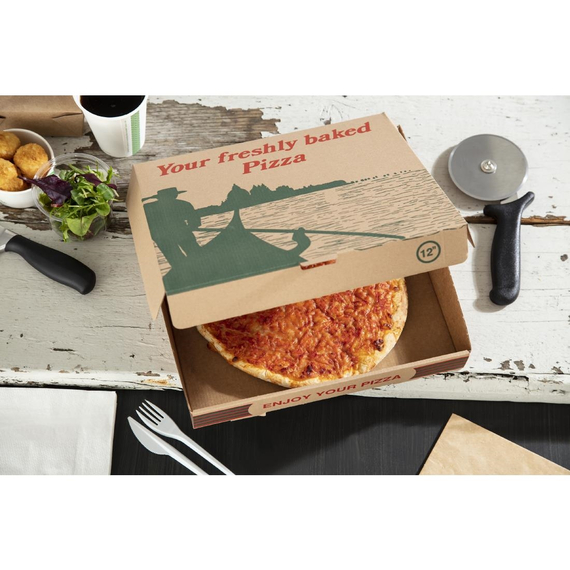 Kompostierbare Pizzakartons mit Gondola Design 30cm (100 Stück) 5 Kompostierbare Pizzakartons mit Gondola Design 30cm (100 Stück)