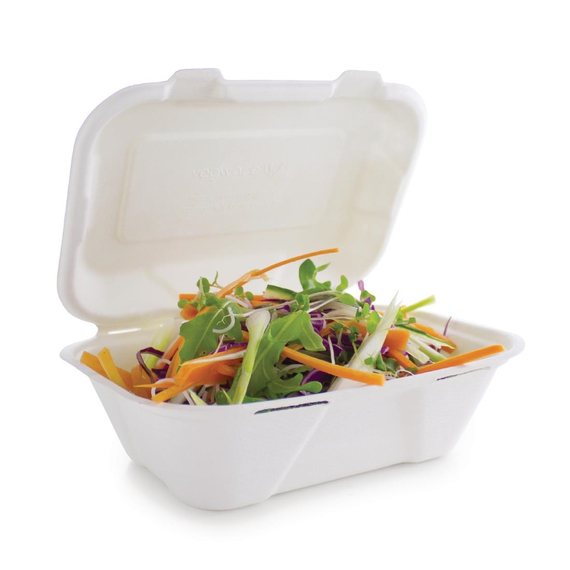Vegware kompostierbare Einweg Menüboxen mit Klappdeckel aus Bagasse 22,8cm (200 Stück) 4 Vegware kompostierbare Einweg Menüboxen mit Klappdeckel aus Bagasse 22,8cm (200 Stück)