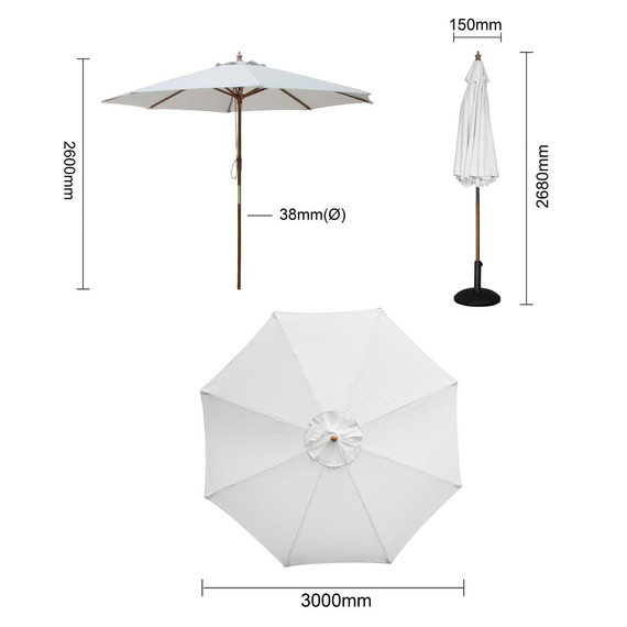Bolero Runder Sonnenschirm Grau 3 Meter Bolero Runder Sonnenschirm Grau 3 Meter