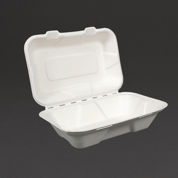 Vegware kompostierbare Einweg Menüboxen mit Klappdeckel aus Bagasse 22,8cm (200 Stück) 5 Vegware kompostierbare Einweg Menüboxen mit Klappdeckel aus Bagasse 22,8cm (200 Stück)
