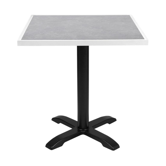 Bolero Hellgrauer Steineffekt-Tisch aus gehärtetem Glas für den Außenbereich, weiße Zierleiste, 700 mm 4 Bolero Hellgrauer Steineffekt-Tisch aus gehärtetem Glas für den Außenbereich, weiße Zierleiste, 700 mm