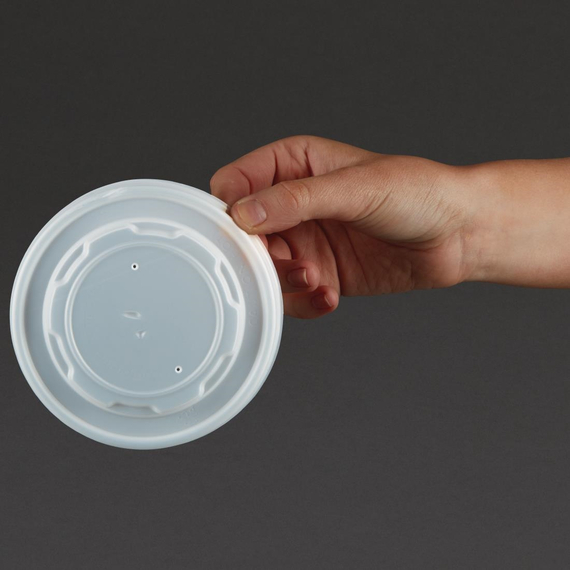 Vegware kompostierbare flache Deckel für Suppen- und Universalbecher 35cl/45,4cl (500 Stück) 5 Vegware kompostierbare flache Deckel für Suppen- und Universalbecher 35cl/45,4cl (500 Stück)