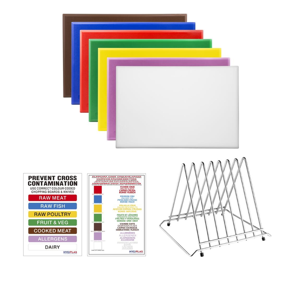 Hygiplas extra dickes Schneidebretter Set inklusive Ständer und Poster 2 Hygiplas extra dickes Schneidebretter Set inklusive Ständer und Poster