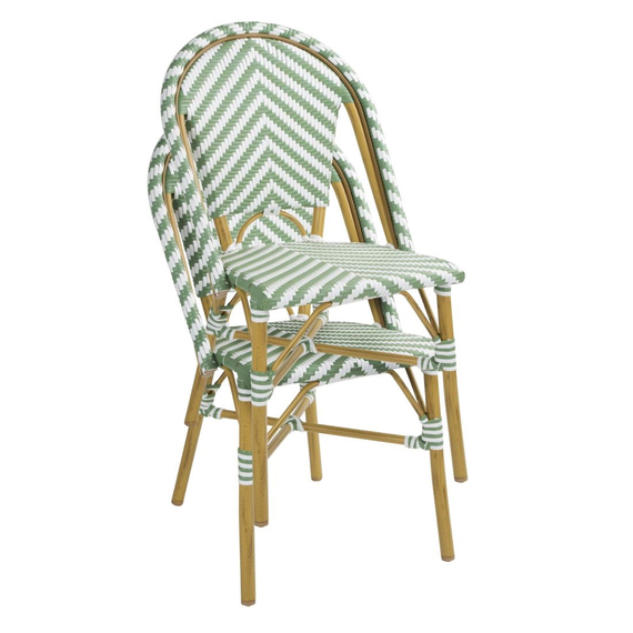 Bolero Rattan-Beistellstuhl im Pariser Stil, Hellgrün, 2 Stück 5 Bolero Rattan-Beistellstuhl im Pariser Stil, Hellgrün, 2 Stück