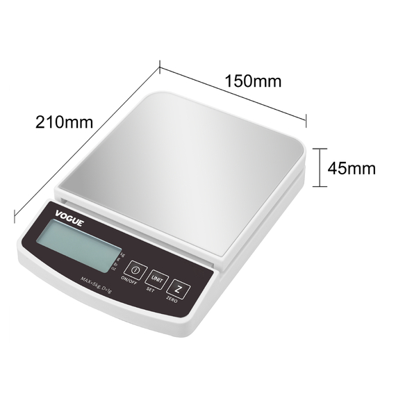 Vogue Elektronische Waage 5kg 5 Vogue Elektronische Waage 5kg