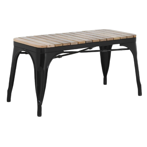 Bolero Bistro Innenbank Mit Latten Aus Mango-Holz Und Schwarzem Rahmen 850mm (2 Stück) Bolero Bistro Innenbank Mit Latten Aus Mango-Holz Und Schwarzem Rahmen 850mm (2 Stück)