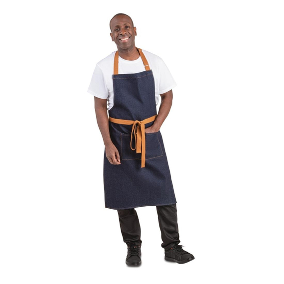 Southside Bistro Schürze Jeans-Blau Mit Bein-Tan 3 Southside Bistro Schürze Jeans-Blau Mit Bein-Tan