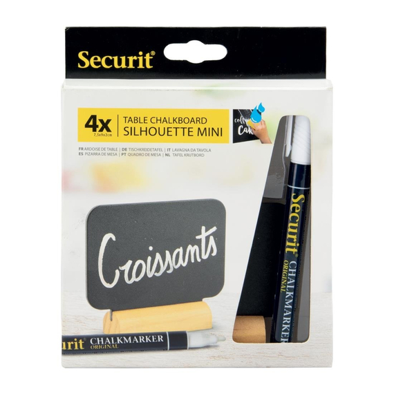 Securit rechteckige Minikreidetafeln, inklusive Kreidemarker, mit Holzsockel (4 Stück) 1 Securit rechteckige Minikreidetafeln, inklusive Kreidemarker, mit Holzsockel (4 Stück)