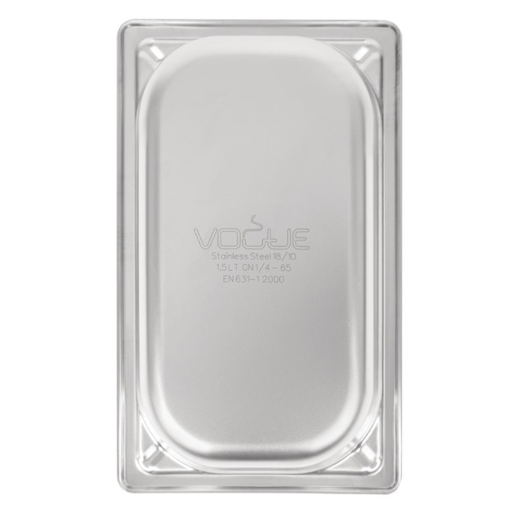 Vogue Strapazierfähiger GN-Behälter 1/4 Edelstahl 65mm 5 Vogue Strapazierfähiger GN-Behälter 1/4 Edelstahl 65mm