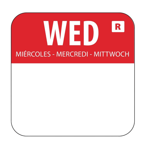 Hygiplas Farbcode Sticker Mittwoch rot (1000 Stück) Hygiplas Farbcode Sticker Mittwoch rot (1000 Stück)