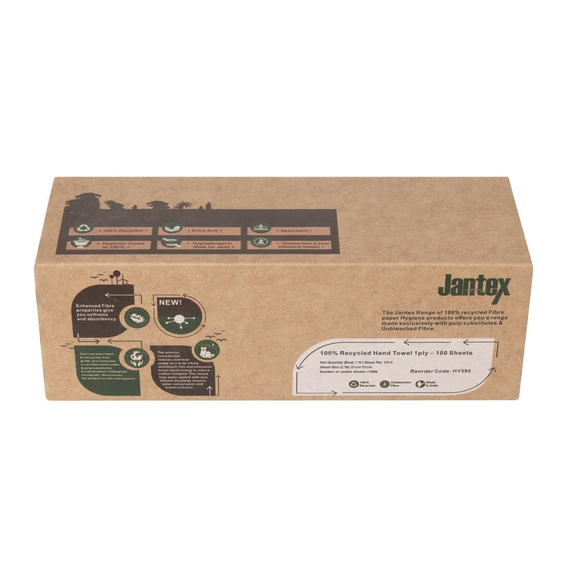 Jantex Green 100% Recyceltes Handtuch 1-lagig 100 Blatt (36 Stück) 2 Jantex Green 100% Recyceltes Handtuch 1-lagig 100 Blatt (36 Stück)