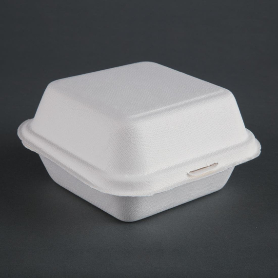Fiesta Compostable kompostierbare Zuckerrohr Burgerboxen 15,3cm (500 Stück) 3 Fiesta Compostable kompostierbare Zuckerrohr Burgerboxen 15,3cm (500 Stück)