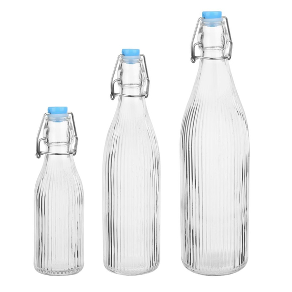 Olympia Glasflaschen mit Riffelung und Swing-Top 1Ltr (6 Stück) 2 Olympia Glasflaschen mit Riffelung und Swing-Top 1Ltr (6 Stück)