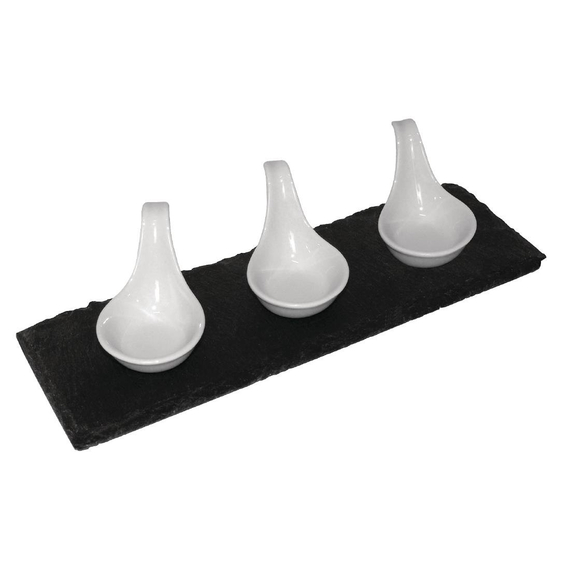 Olympia rechteckige Servierplatte aus Schiefer 30 x 10cm (4 Stück) 8 Olympia rechteckige Servierplatte aus Schiefer 30 x 10cm (4 Stück)