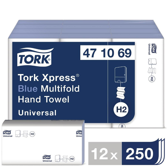 Tork Z-gefaltete Handtücher blau 1-lagig (12 Stück) Tork Z-gefaltete Handtücher blau 1-lagig (12 Stück)