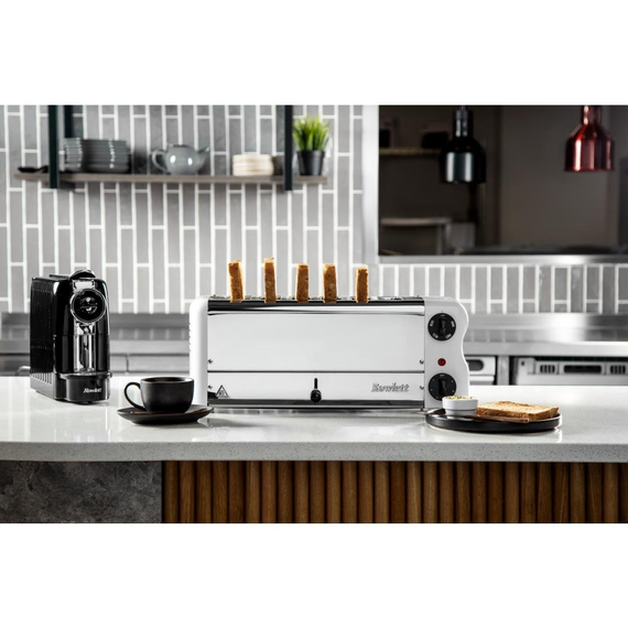Toaster Weiß 6 Schlitze mit 2 zusätzlichen Elementen und Sandwichkäfig 5 Toaster Weiß 6 Schlitze mit 2 zusätzlichen Elementen und Sandwichkäfig