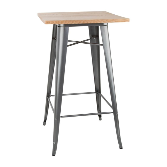 Bolero Bistro Bartisch mit Holzplatte grau 1 Bolero Bistro Bartisch mit Holzplatte grau