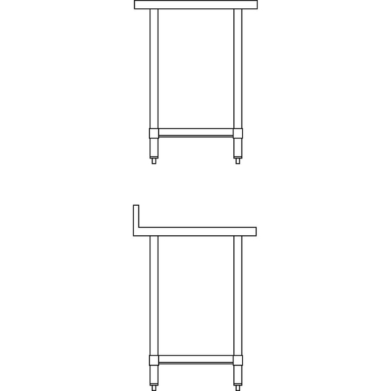 Vogue Edelstahl Arbeitstisch mit Aufkantung und Regalboden 60 x 60cm Vogue Edelstahl Arbeitstisch mit Aufkantung und Regalboden 60 x 60cm