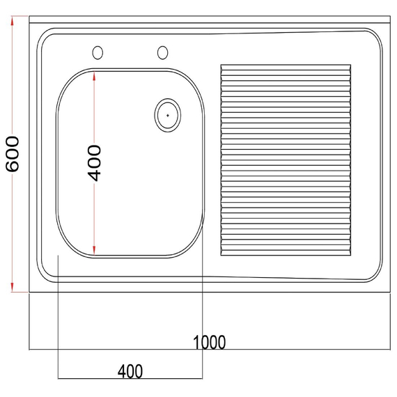Holmes komplett montierte Edelstahl-Spüle links Abtropffläche rechts 1000mm 5 Holmes komplett montierte Edelstahl-Spüle links Abtropffläche rechts 1000mm