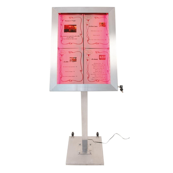 Securit Edelstahl Farbige LED 4XA4 Anzeige mit Mast und Sockel Securit Edelstahl Farbige LED 4XA4 Anzeige mit Mast und Sockel