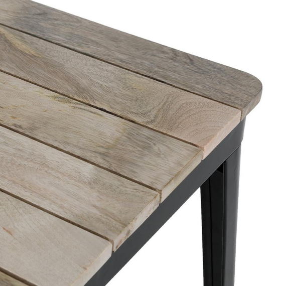 Bolero Bistro Esstisch Geschlitzte Mangoholzplatte Schwarzes Gestell 650mm 4 Bolero Bistro Esstisch Geschlitzte Mangoholzplatte Schwarzes Gestell 650mm