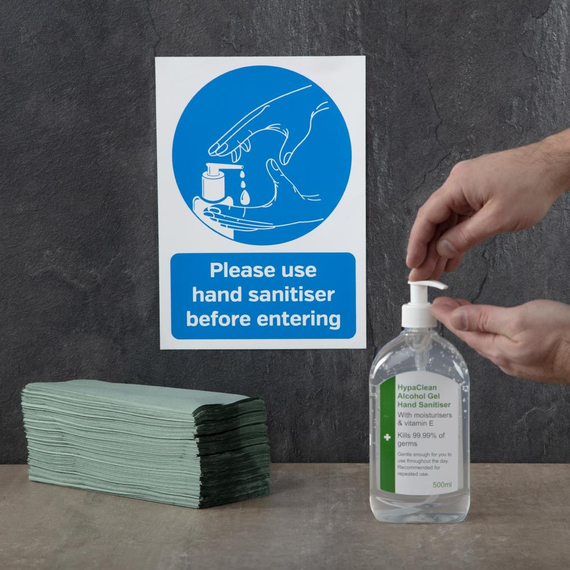 Bitte verwenden Sie Händedesinfektionsmittel, bevor Sie das selbstklebende Schild A4 eingeben 2 Bitte verwenden Sie Händedesinfektionsmittel, bevor Sie das selbstklebende Schild A4 eingeben