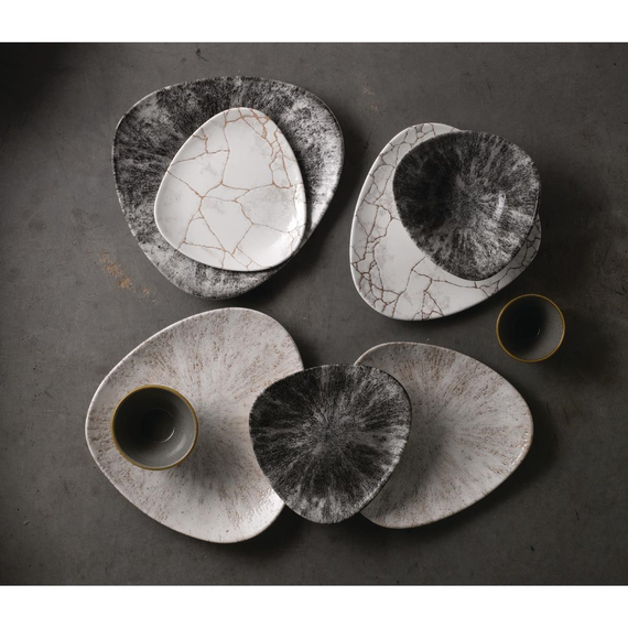 Churchill Studio Prints Kintsugi Achatgraue Lotusteller, 254 mm, (12 Stück) 3 Churchill Studio Prints Kintsugi Achatgraue Lotusteller, 254 mm, (12 Stück)