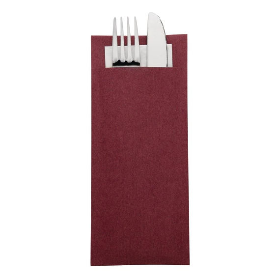 Europochette Burgund Besteckbeutel mit weißer Serviette (Box 500) (500 Stück) Europochette Burgund Besteckbeutel mit weißer Serviette (Box 500) (500 Stück)