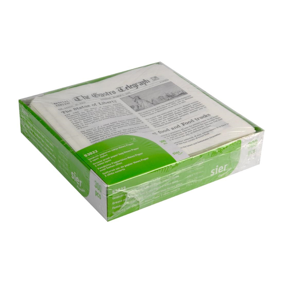 Sier Einweg Fettabweisende Papiertüte Zeitungspapier 2 Seiten offen 170 x 170 mm (300 Stück) 2 Sier Einweg Fettabweisende Papiertüte Zeitungspapier 2 Seiten offen 170 x 170 mm (300 Stück)