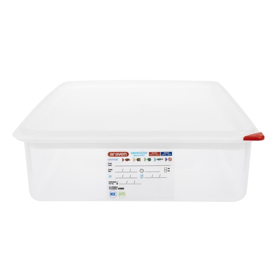 Araven Polypropylen 1/1 Gastronorm Lebensmittelbehälter 13,7 Ltr mit Deckel (4 Stück) Araven Polypropylen 1/1 Gastronorm Lebensmittelbehälter 13,7 Ltr mit Deckel (4 Stück)