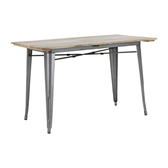 Bolero Bistro Esstisch Latten-Mangoholzplatte Gunmetal 1200mm 1 Bolero Bistro Esstisch Latten-Mangoholzplatte Gunmetal 1200mm