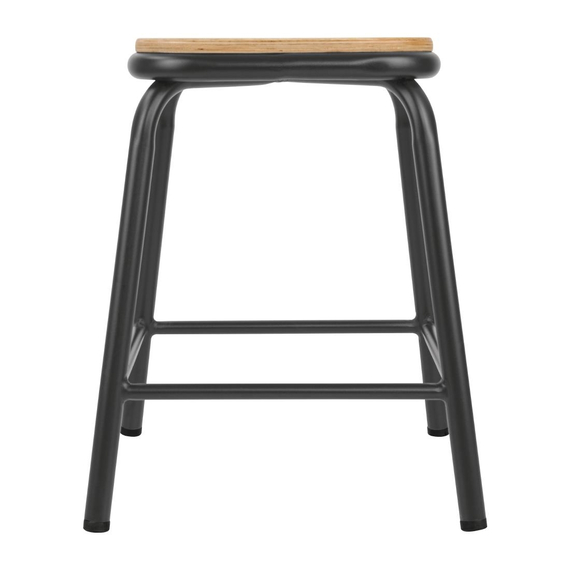 Bolero Cantina niedriger Hocker mit Holzsitz metallic grau (4 Stück) 2 Bolero Cantina niedriger Hocker mit Holzsitz metallic grau (4 Stück)