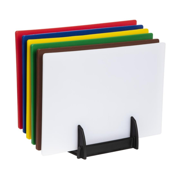 Hygiplas standard LDPE Schneidebretter Set mit Ständer 1 Hygiplas standard LDPE Schneidebretter Set mit Ständer
