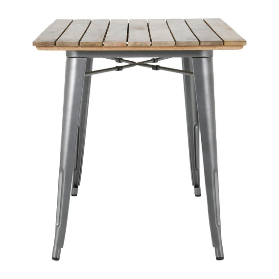 Bolero Bistro Esstisch Latten-Mangoholzplatte Gunmetal 1200mm 2 Bolero Bistro Esstisch Latten-Mangoholzplatte Gunmetal 1200mm