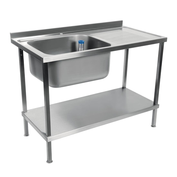 Holmes komplett montierte Edelstahl-Spüle links Abtropffläche rechts 1000mm 2 Holmes komplett montierte Edelstahl-Spüle links Abtropffläche rechts 1000mm