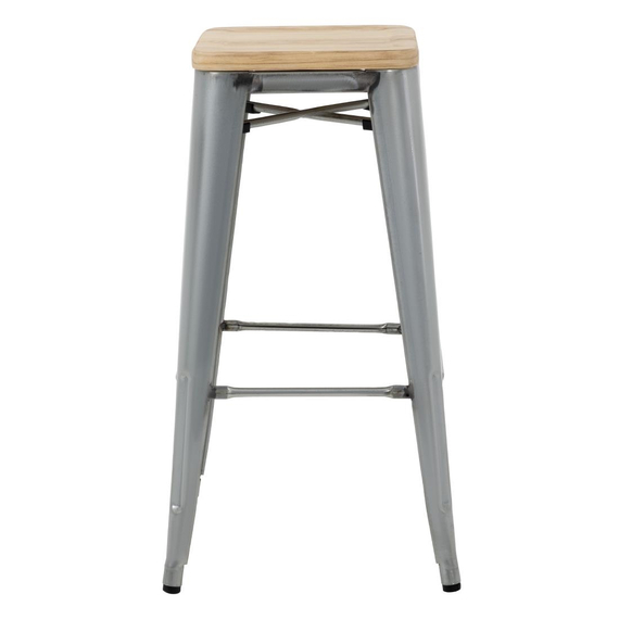 Bolero Bistro-Hohehocker mit Holzsitzauflage aus verzinktem Stahl (4 Stück) 3 Bolero Bistro-Hohehocker mit Holzsitzauflage aus verzinktem Stahl (4 Stück)