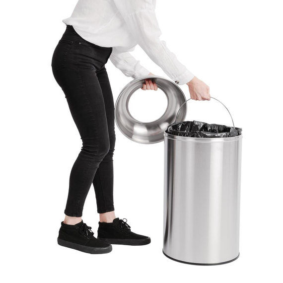 Bolero offener Edelstahl Abfallbehälter silber 40L 4 Bolero offener Edelstahl Abfallbehälter silber 40L