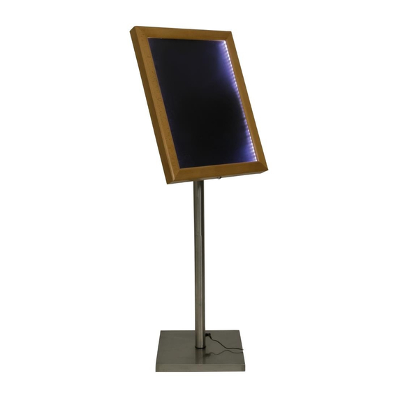 Securit Menükartenhalter mit weißen LEDs aus Teakholz 4xA4 mit Pfosten und Sockel 8 Securit Menükartenhalter mit weißen LEDs aus Teakholz 4xA4 mit Pfosten und Sockel