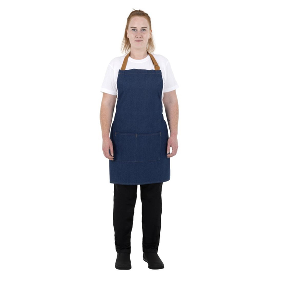 Southside Kurze Schürze in Denim Blau mit Seilband in Hellbraun 7 Southside Kurze Schürze in Denim Blau mit Seilband in Hellbraun