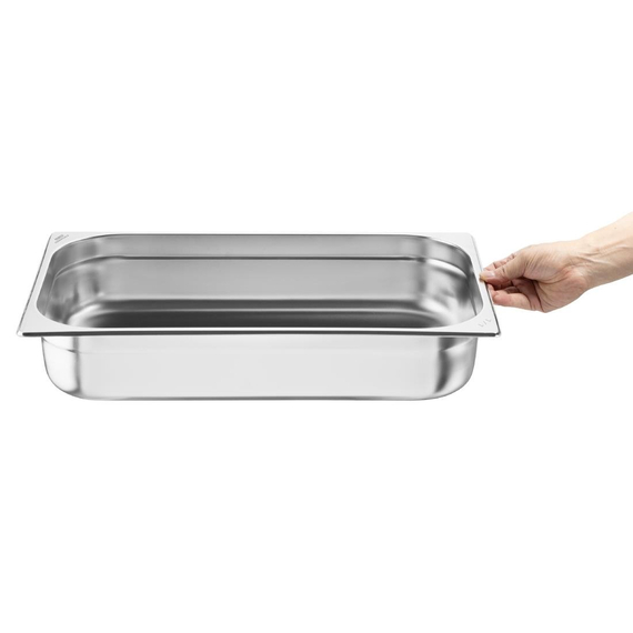 Nisbets Essentials Edelstahl Gastronorm Behälter 1/1 100mm (3 Stück) 4 Nisbets Essentials Edelstahl Gastronorm Behälter 1/1 100mm (3 Stück)