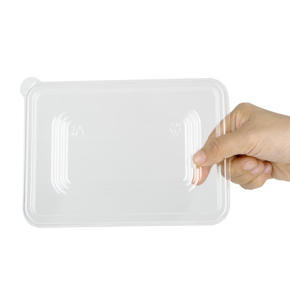 Fiesta Recycelbare PET-Deckel für Bagasse-Behälterbasen (100 Stück) 3 Fiesta Recycelbare PET-Deckel für Bagasse-Behälterbasen (100 Stück)