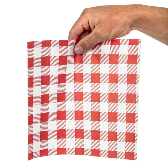 Rot kariertes Pergamentpapier 25x25cm (200 Stück) 5 Rot kariertes Pergamentpapier 25x25cm (200 Stück)